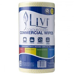 Livi Essentials Commercial Wipes 90 sheets Antibacterial Yellow Single Roll
